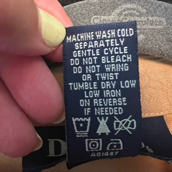 Denim&Co. camel color patterned faux suede button down shirt - Picture 7 of 8